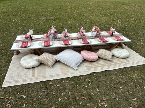 picnic themed event in blush pink